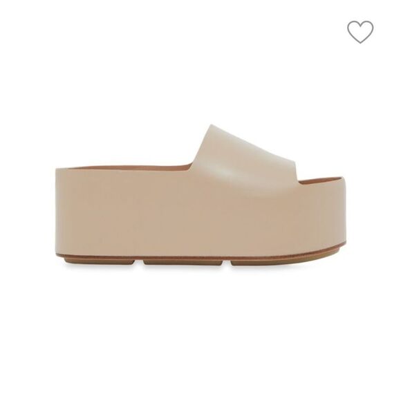 BURBERRY Alice Beige Tan Leather Platform Slides Sandal Sz 6 or 36.4 EU - Picture 1 of 11